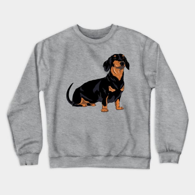 Dachshund black and tan, cute dog Crewneck Sweatshirt by The Christmas Lady